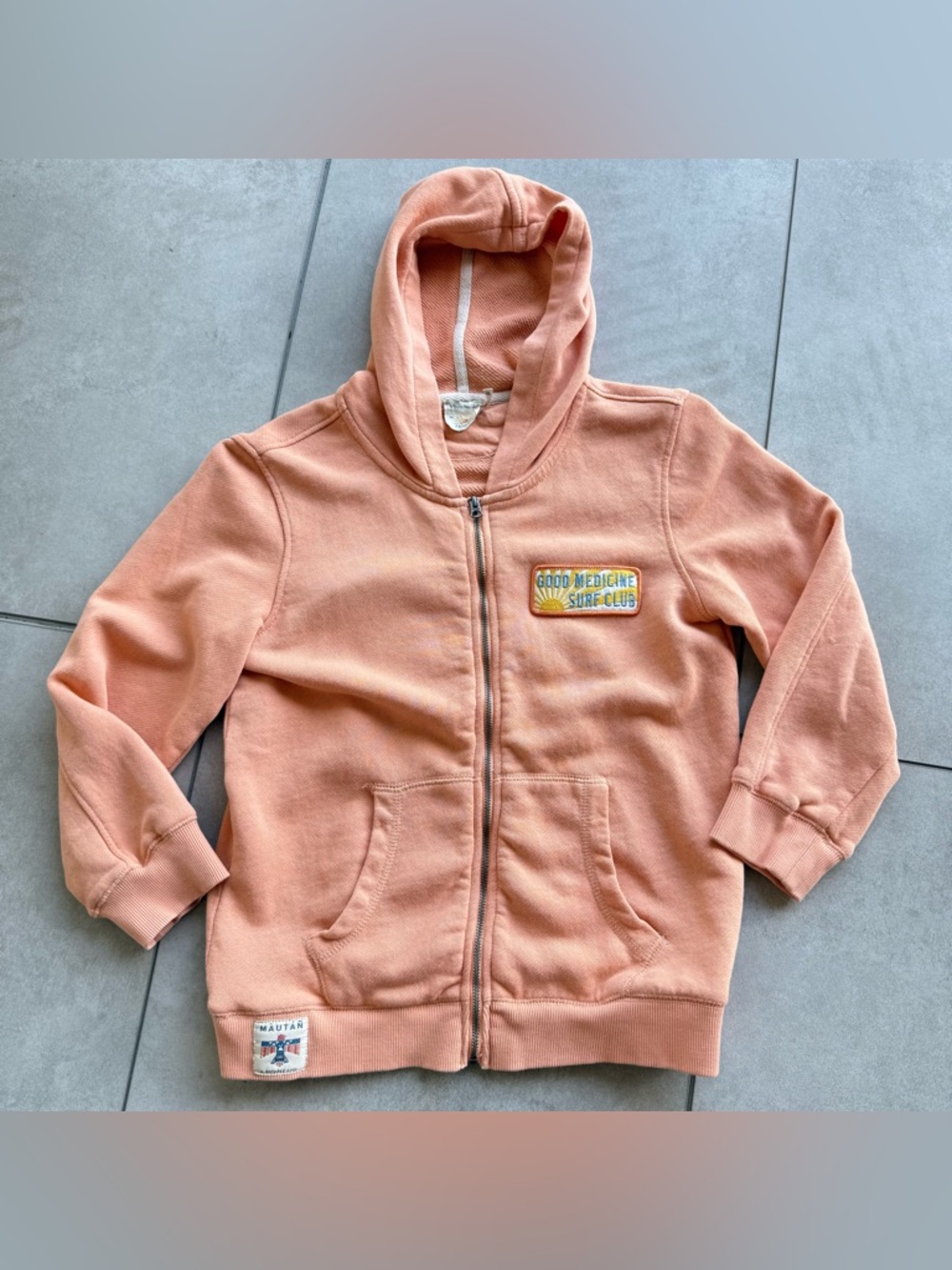 Faherty Steven Paul Judo Coral Zip Hoodie SZ 10 Good Medicine surf Club Logo